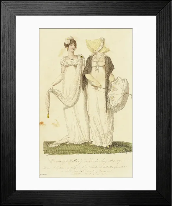 Framed Print : Fashion Plate (Evening & Walking Dresses in August 1807), 1807. Creator: John Bell. Fashion Plate (Evening & Walking Dresses in August 1807), 1807. Creator: John Bell Framed Print : Fashion Plate (Evening & Walking Dresses in August 1807), 1807. Creator: John Bell. Fashion Plate (Evening & Walking Dresses in August 1807), 1807. Creator: John Bell