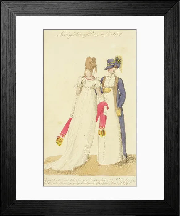 Framed Print : Fashion Plate (Morning & Evening Dresses in Nov. 1, 1807), 1807. Creator: John Bell. Fashion Plate (Morning & Evening Dresses in Nov. 1, 1807), 1807. Creator: John Bell Framed Print : Fashion Plate (Morning & Evening Dresses in Nov. 1, 1807), 1807. Creator: John Bell. Fashion Plate (Morning & Evening Dresses in Nov. 1, 1807), 1807. Creator: John Bell