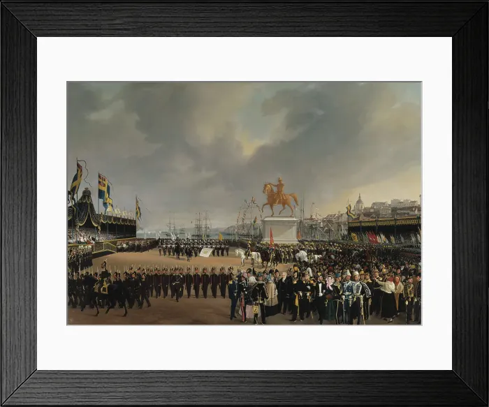 Framed Print : The Unveiling of the Equestrian Statue of Carl XIV Johan of Sw. in 1854. Creator: Karl Stefan Bennet Framed Print : The Unveiling of the Equestrian Statue of Carl XIV Johan of Sw. in 1854. Creator: Karl Stefan Bennet