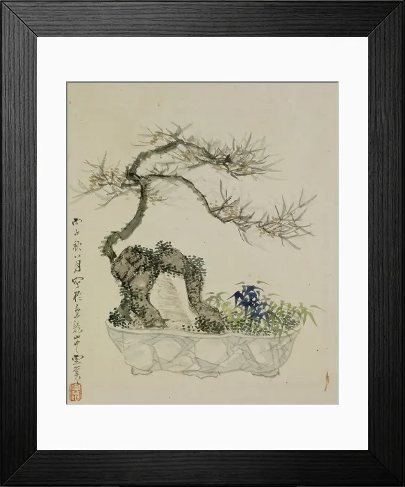 Framed Print : Leaf from Album Depicting Birds, Flowers, Landscapes, and Flower Pots, 1876. Creator: Yoshizawa Setsuan Framed Print : Leaf from Album Depicting Birds, Flowers, Landscapes, and Flower Pots, 1876. Creator: Yoshizawa Setsuan