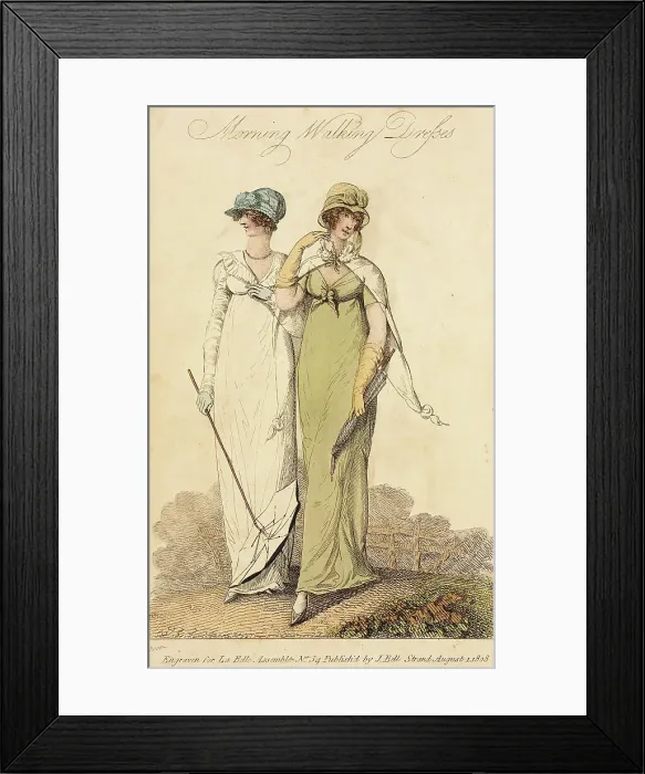 Framed Print : Fashion Plate (Morning Walking Dresses), 1808. Creator: John Bell Framed Print : Fashion Plate (Morning Walking Dresses), 1808. Creator: John Bell