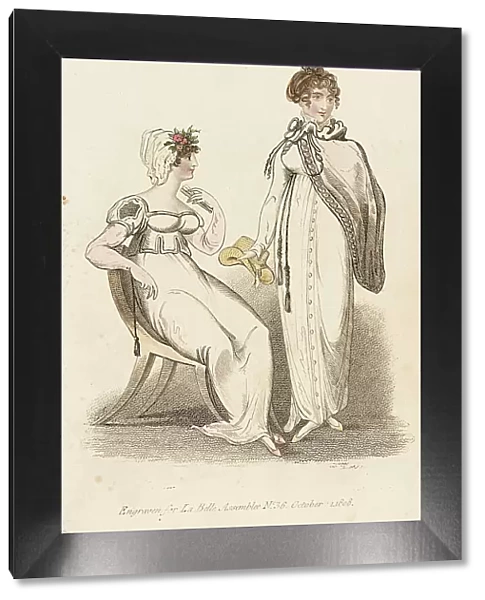 Fashion Plate (Ball Dress - Walking Dress), 1808. Creator: John Bell