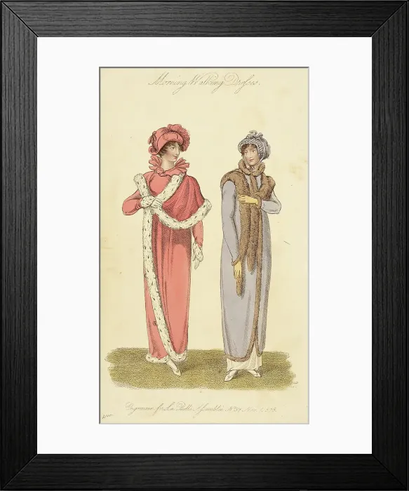 Framed Print : Fashion Plate (Morning Walking Dresses), 1808. Creator: John Bell Framed Print : Fashion Plate (Morning Walking Dresses), 1808. Creator: John Bell