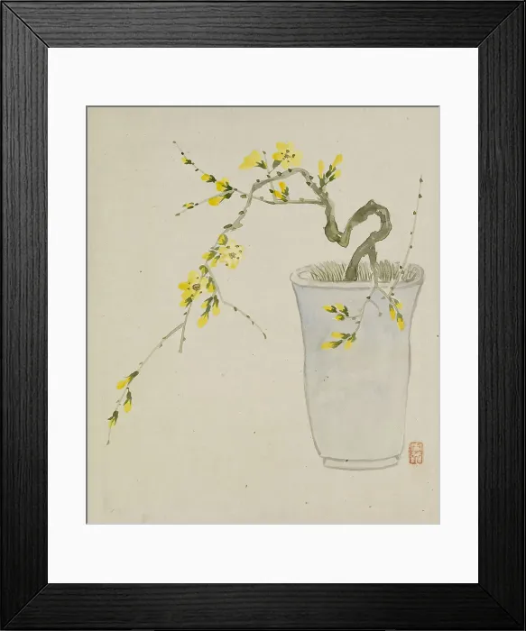 Framed Print : Leaf from Album Depicting Birds, Flowers, Landscapes, and Flower Pots, 1876. Creator: Yoshizawa Setsuan Framed Print : Leaf from Album Depicting Birds, Flowers, Landscapes, and Flower Pots, 1876. Creator: Yoshizawa Setsuan