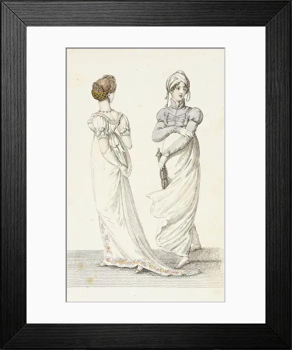Framed Print : Fashion Plate (Cossack Spencer Parisian Full Dress), 1807. Creator: John Bell Framed Print : Fashion Plate (Cossack Spencer Parisian Full Dress), 1807. Creator: John Bell