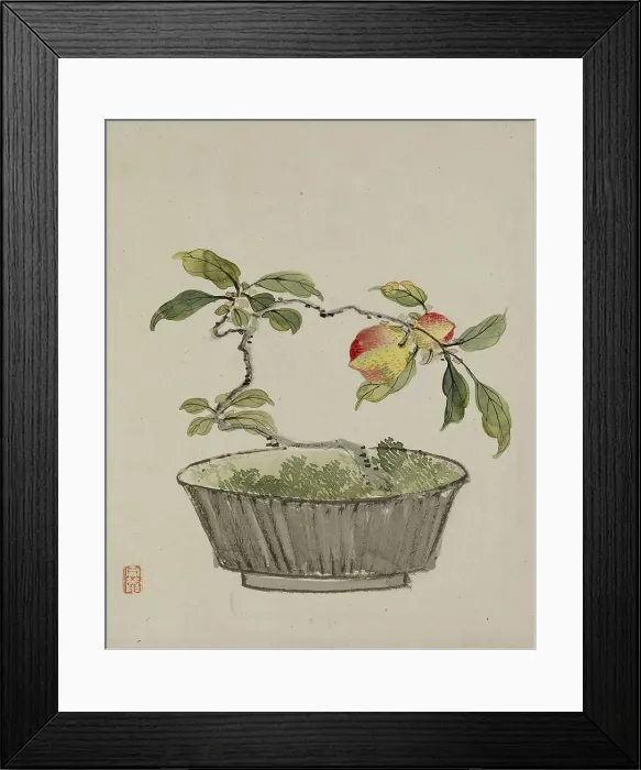 Framed Print : Leaf from Album Depicting Birds, Flowers, Landscapes, and Flower Pots, 1876. Creator: Yoshizawa Setsuan Framed Print : Leaf from Album Depicting Birds, Flowers, Landscapes, and Flower Pots, 1876. Creator: Yoshizawa Setsuan
