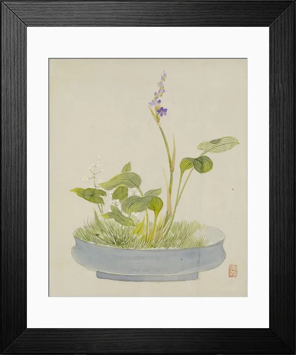 Framed Print : Leaf from Album Depicting Birds, Flowers, Landscapes, and Flower Pots, 1876. Creator: Yoshizawa Setsuan Framed Print : Leaf from Album Depicting Birds, Flowers, Landscapes, and Flower Pots, 1876. Creator: Yoshizawa Setsuan