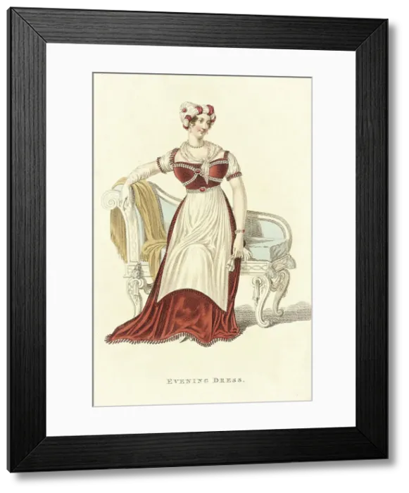 Framed Print : Fashion Plate (Evening Dress), 1812. Creator: John Bell Framed Print : Fashion Plate (Evening Dress), 1812. Creator: John Bell