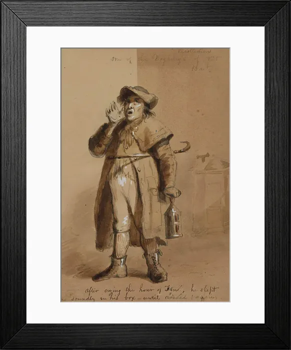 Framed Print : A Baltimore Watchman, 19th century. Creator: Alfred Jacob Miller Framed Print : A Baltimore Watchman, 19th century. Creator: Alfred Jacob Miller