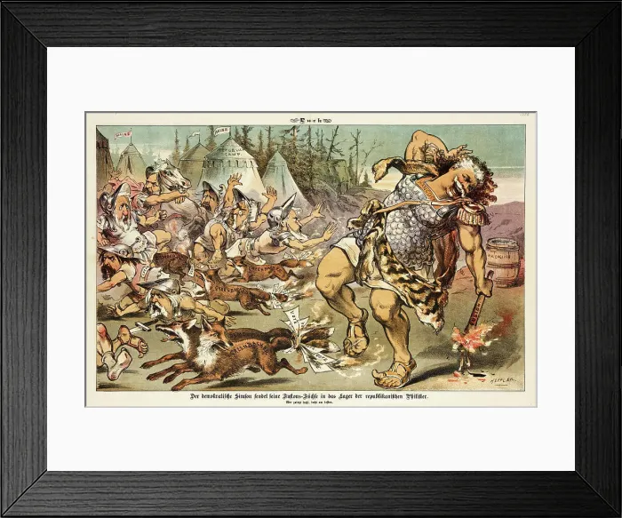 Framed Print : Cartoon from Puck, between 1880 and 1889. Creators: Joseph Keppler, Bernhard Gillam Framed Print : Cartoon from Puck, between 1880 and 1889. Creators: Joseph Keppler, Bernhard Gillam