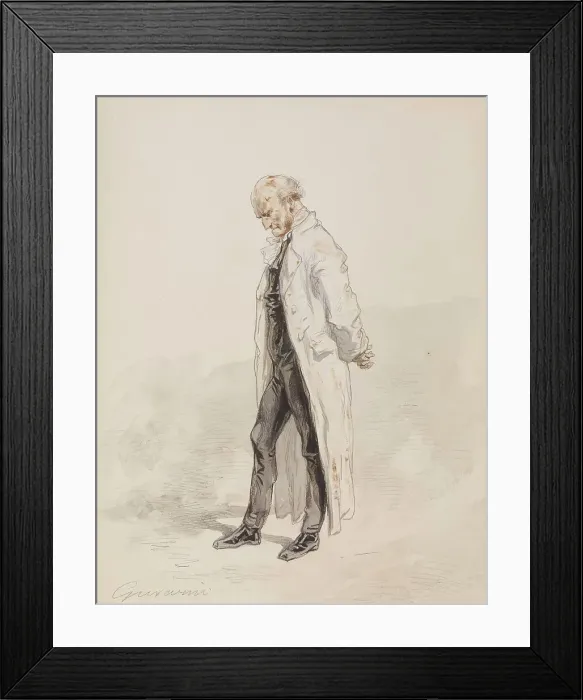 Framed Print : Old Man in a White Coat, 1855-1857. Creator: Paul Gavarni Framed Print : Old Man in a White Coat, 1855-1857. Creator: Paul Gavarni