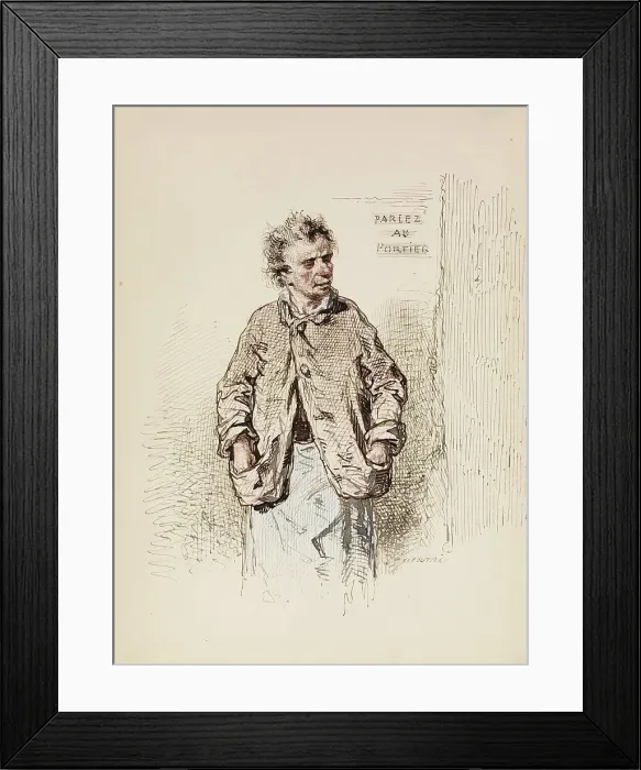 Framed Print : The Porter, 1852-1866. Creator: Paul Gavarni Framed Print : The Porter, 1852-1866. Creator: Paul Gavarni