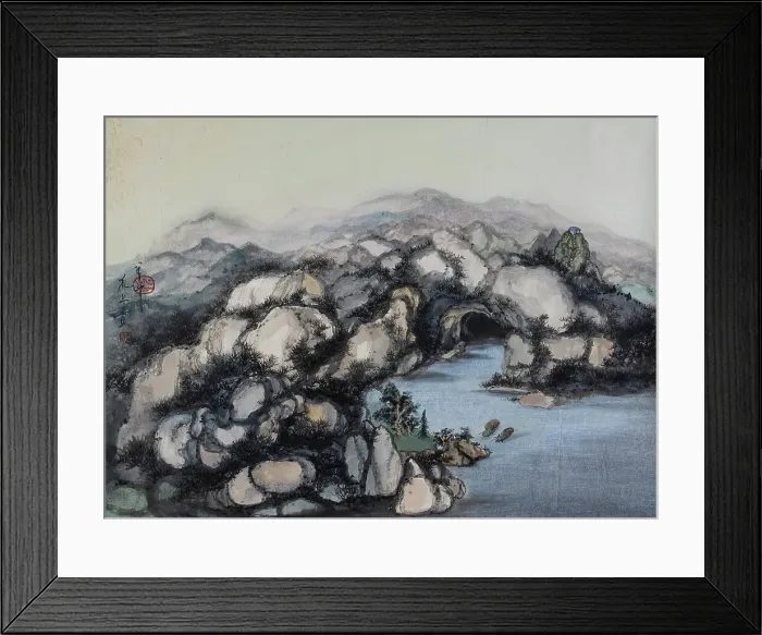 Framed Print : Grotto with Two Boats, 1987. Creator: Minol Araki Framed Print : Grotto with Two Boats, 1987. Creator: Minol Araki