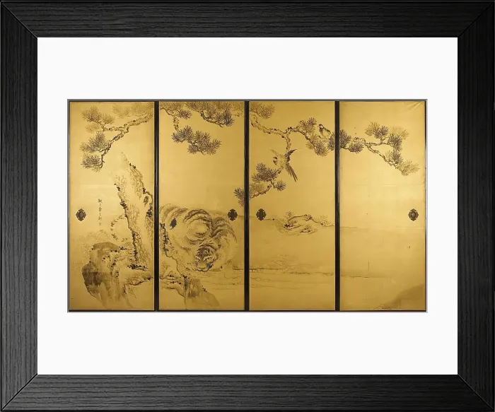Framed Print : Fusuma: Tigers and Dragon, 1813-1838. Creator: Kishi Ganku Framed Print : Fusuma: Tigers and Dragon, 1813-1838. Creator: Kishi Ganku