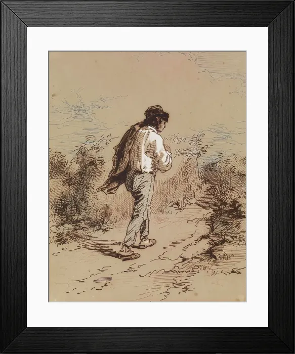 Framed Print : Man Walking, 1852-1866. Creator: Paul Gavarni Framed Print : Man Walking, 1852-1866. Creator: Paul Gavarni