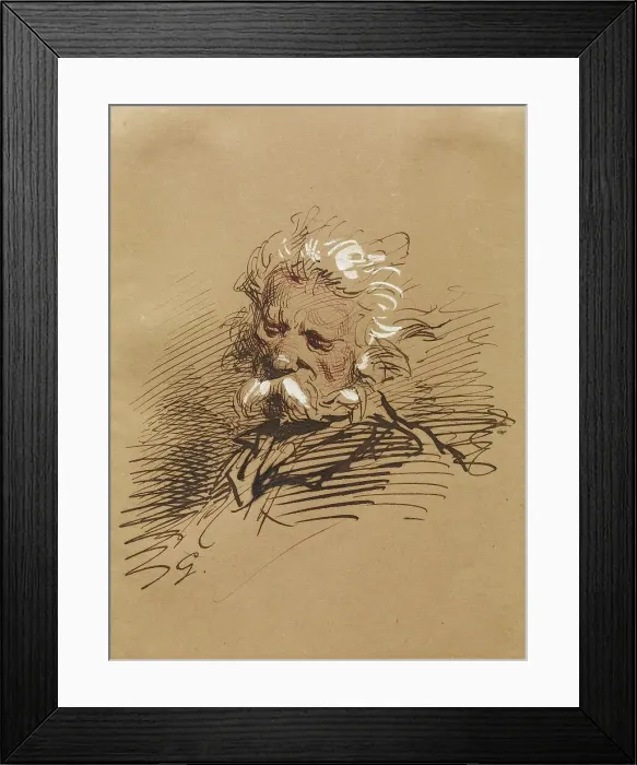 Framed Print : Head of an Old Man, 1852-1866. Creator: Paul Gavarni Framed Print : Head of an Old Man, 1852-1866. Creator: Paul Gavarni