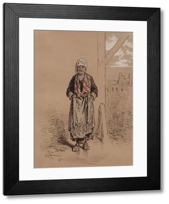 Framed Print : Old Woman, 1852-1866. Creator: Paul Gavarni Framed Print : Old Woman, 1852-1866. Creator: Paul Gavarni