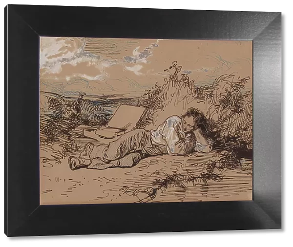 Young Artist Asleep by a Stream, c1859. Creator: Paul Gavarni
