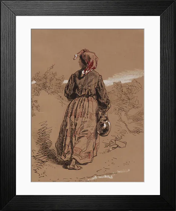Framed Print : Peasant Woman with Jar, 1852-1866. Creator: Paul Gavarni Framed Print : Peasant Woman with Jar, 1852-1866. Creator: Paul Gavarni