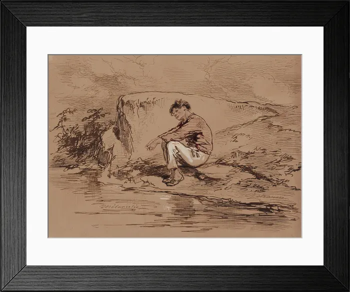 Framed Print : Melancholia, 1852-1866. Creator: Paul Gavarni Framed Print : Melancholia, 1852-1866. Creator: Paul Gavarni