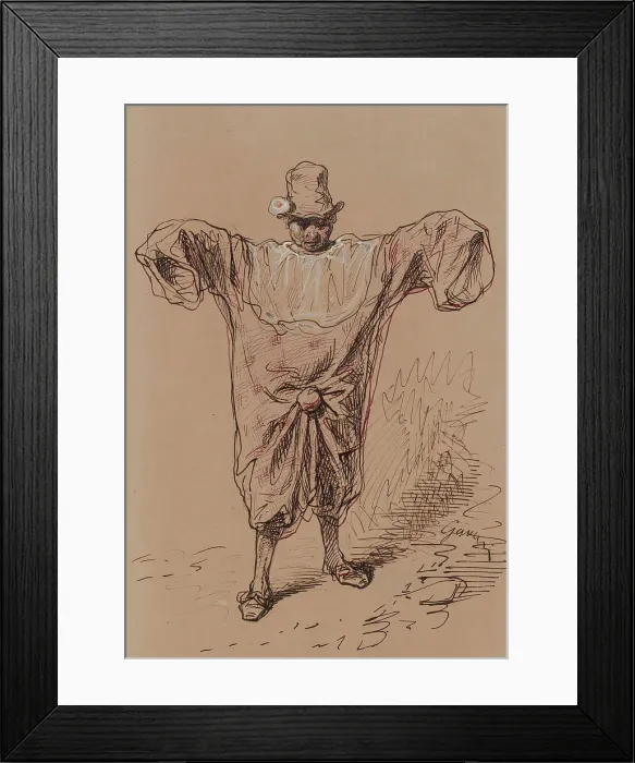 Framed Print : Man in a Clown Suit, 1852-1866. Creator: Paul Gavarni Framed Print : Man in a Clown Suit, 1852-1866. Creator: Paul Gavarni