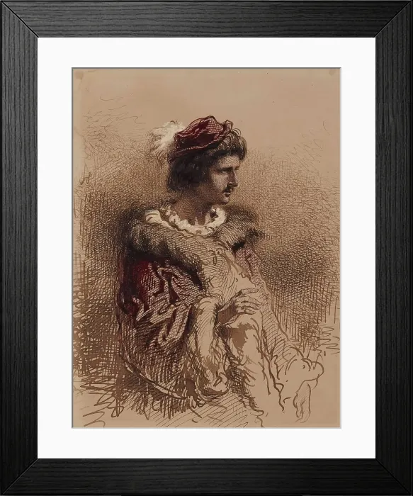 Framed Print : Half-length Male Figure in Sixteenth-century Costume, 1855-1867. Creator: Paul Gavarni Framed Print : Half-length Male Figure in Sixteenth-century Costume, 1855-1867. Creator: Paul Gavarni