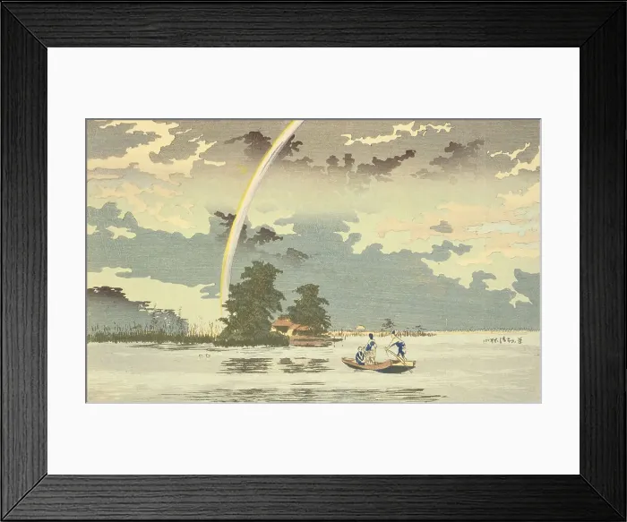Framed Print : View at dusk, Hashiba Ferry, Tokyo, c1880. Creator: Kobayashi Kiyochika Framed Print : View at dusk, Hashiba Ferry, Tokyo, c1880. Creator: Kobayashi Kiyochika