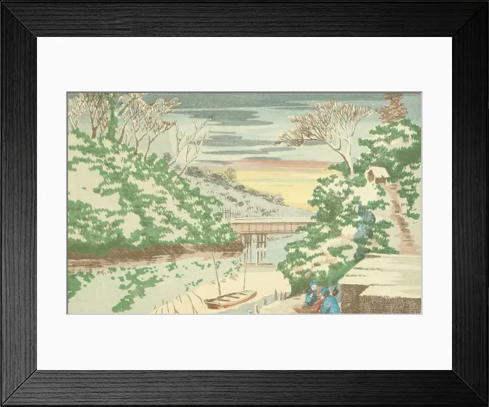 Framed Print : Snow at Ochanomizu, 1880. Creator: Kobayashi Kiyochika Framed Print : Snow at Ochanomizu, 1880. Creator: Kobayashi Kiyochika