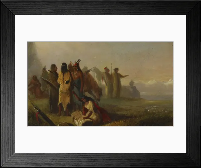 Framed Print : Scene of Trappers and Indians, before 1842. Creator: Alfred Jacob Miller Framed Print : Scene of Trappers and Indians, before 1842. Creator: Alfred Jacob Miller
