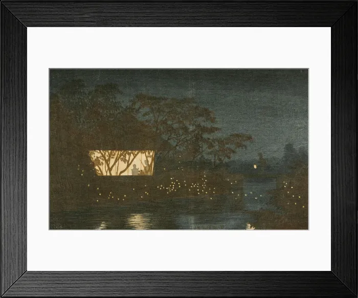 Framed Print : Koromo River below the Temple Tennoji, 1880. Creator: Kobayashi Kiyochika