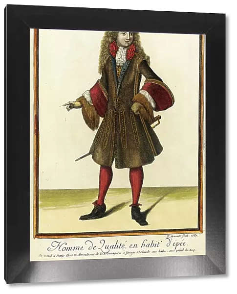 Recueil des modes de la cour de France, Homme de Qualité, en Habit d'Épée, 1687. Creator: Nicolas Arnoult