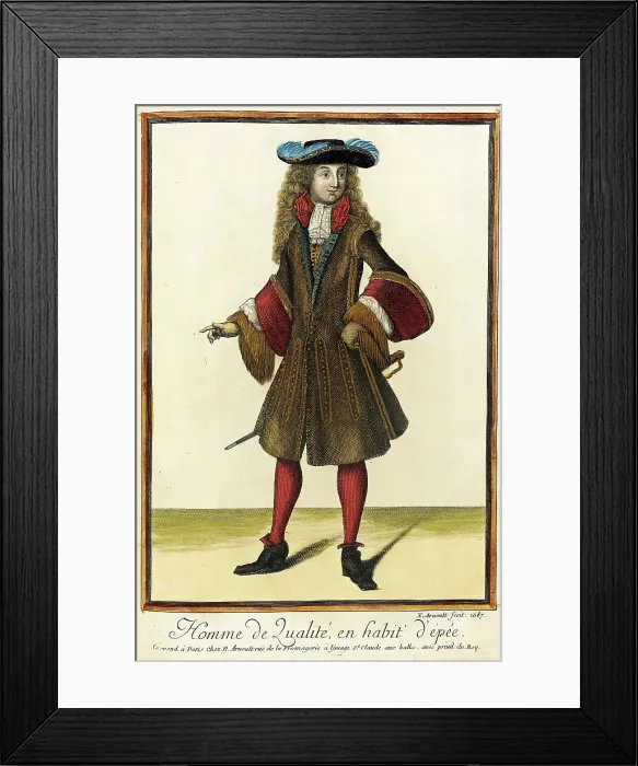 Framed Print : Recueil des modes de la cour de France, Homme de Qualité, en Habit d'Épée, 1687. Creator: Nicolas Arnoult Framed Print : Recueil des modes de la cour de France, Homme de Qualité, en Habit d'Épée, 1687. Creator: Nicolas Arnoult