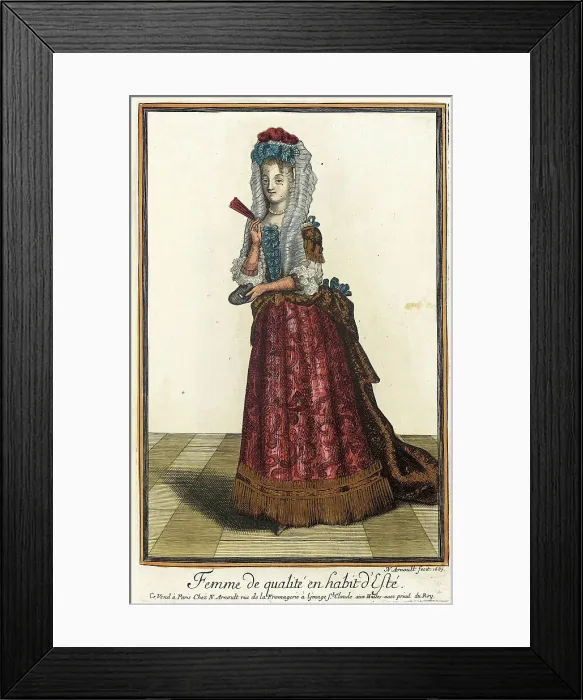 Framed Print : Recueil des modes de la cour de France, Femme de Qualité en Habit d'Esté, 1687. Creator: Nicolas Arnoult Framed Print : Recueil des modes de la cour de France, Femme de Qualité en Habit d'Esté, 1687. Creator: Nicolas Arnoult