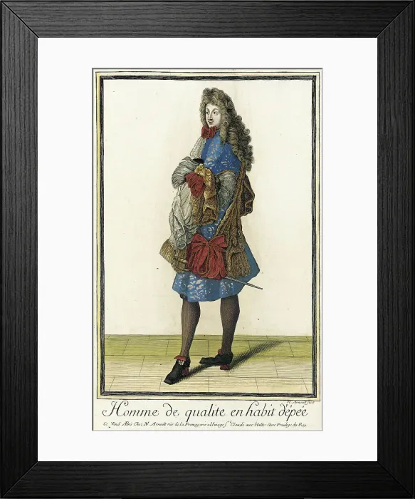 Framed Print : Recueil des modes de la cour de France, Homme de Qualite en Habit d'Êpée, between c1683 and c1688. Creator: Nicolas Arnoult Framed Print : Recueil des modes de la cour de France, Homme de Qualite en Habit d'Êpée, between c1683 and c1688. Creator: Nicolas Arnoult