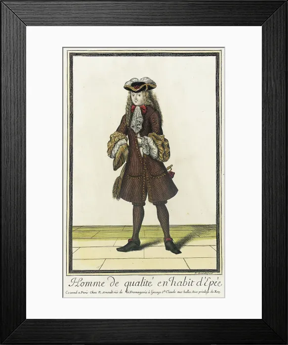 Framed Print : Recueil des modes de la cour de France, Homme de Qualité en Habit d'Epée, between 1678 and 1681. Creator: Nicolas Arnoult Framed Print : Recueil des modes de la cour de France, Homme de Qualité en Habit d'Epée, between 1678 and 1681. Creator: Nicolas Arnoult