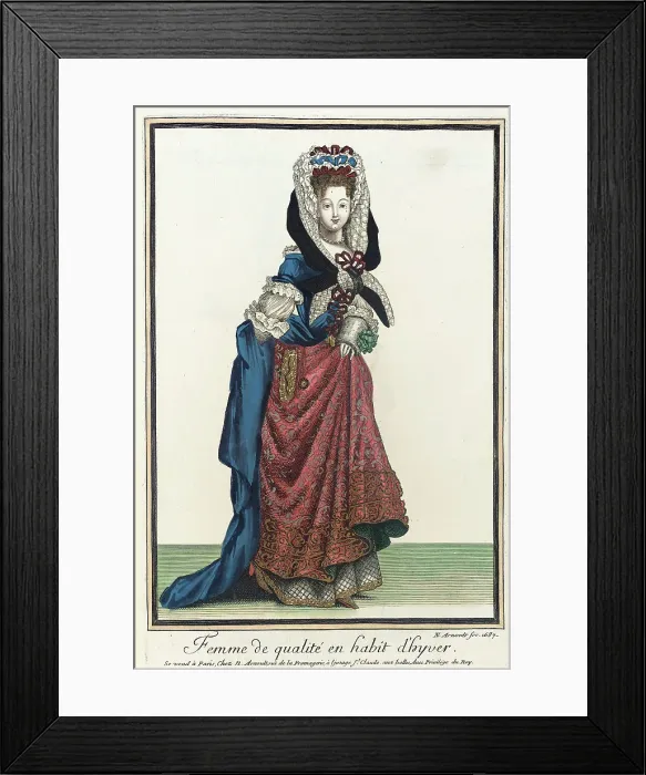 Framed Print : Recueil des modes de la cour de France, Femme de Qualité en Habit d'Hyver, 1687. Creator: Nicolas Arnoult Framed Print : Recueil des modes de la cour de France, Femme de Qualité en Habit d'Hyver, 1687. Creator: Nicolas Arnoult