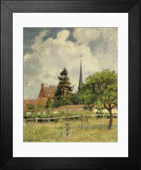 Framed Print : The Church at Eragny, 1884. Creator: Camille Pissarro Framed Print : The Church at Eragny, 1884. Creator: Camille Pissarro