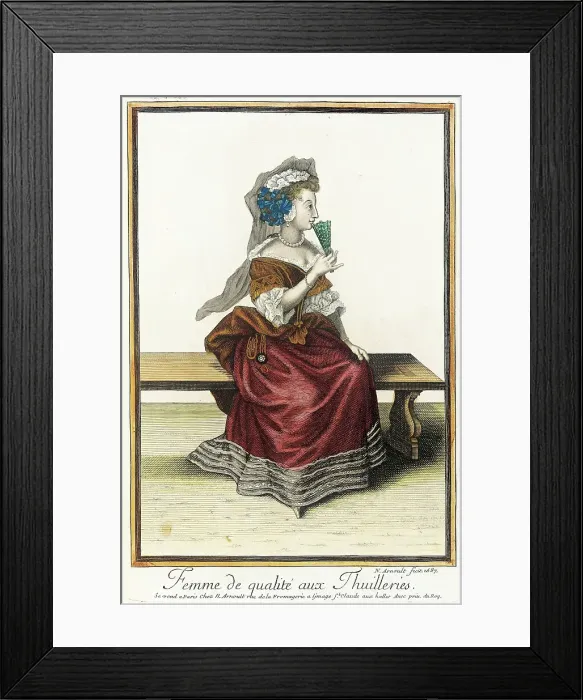 Framed Print : Recueil des modes de la cour de France, Femme de Qualité aux Thuilleries, 1687. Creator: Nicolas Arnoult Framed Print : Recueil des modes de la cour de France, Femme de Qualité aux Thuilleries, 1687. Creator: Nicolas Arnoult