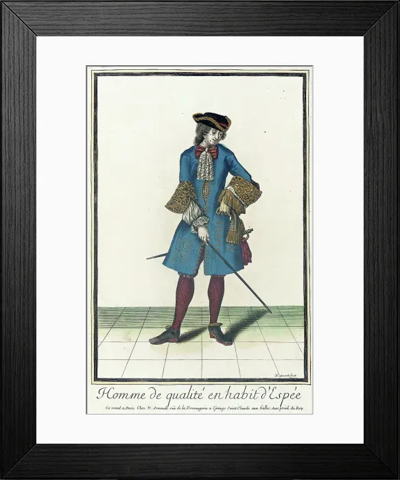 Framed Print : Recueil des modes de la cour de France, Homme de Qualité en Habit d'Espée, 1688. Creator: Nicolas Arnoult Framed Print : Recueil des modes de la cour de France, Homme de Qualité en Habit d'Espée, 1688. Creator: Nicolas Arnoult