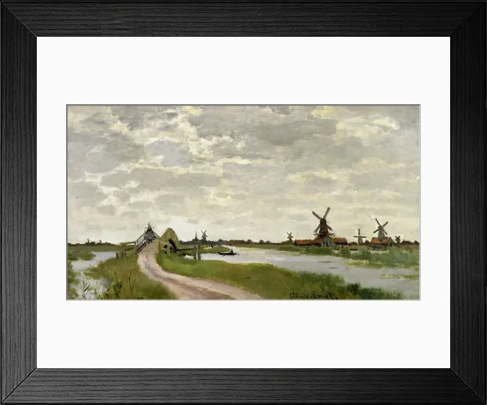 Framed Print : Windmills Near Zaandam, 1871. Creator: Claude Monet Framed Print : Windmills Near Zaandam, 1871. Creator: Claude Monet