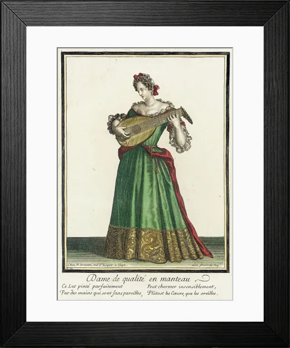 Framed Print : Recueil des modes de la cour de France, Dame de Qualité en Manteau, between c1682 and c1686. Creator: Nicolas Bonnart Framed Print : Recueil des modes de la cour de France, Dame de Qualité en Manteau, between c1682 and c1686. Creator: Nicolas Bonnart
