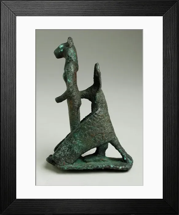 Framed Print : Dog Headed Bird Figurine Protecting a Female Lioness Deity, Late Period-Ptolemaic Period, 664-30 BCE Creator: Unknown Framed Print : Dog Headed Bird Figurine Protecting a Female Lioness Deity, Late Period-Ptolemaic Period, 664-30 BCE Creator: Unknown