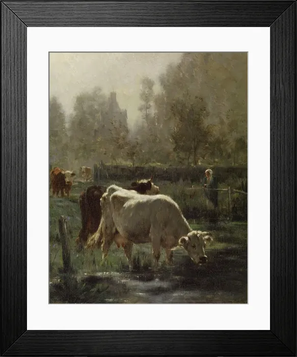 Framed Print : Early Morning, mid 19th century. Creator: Emile van Marcke de Lummen Framed Print : Early Morning, mid 19th century. Creator: Emile van Marcke de Lummen