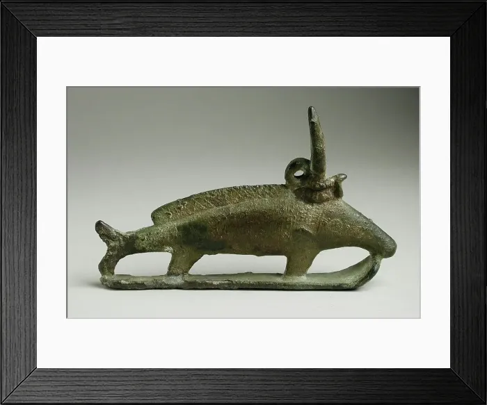 Framed Print : Fish Figurine Wearing a Horned Sun Disk, Late Period-Ptolemaic Period (664-30 BCE). Creator: Unknown Framed Print : Fish Figurine Wearing a Horned Sun Disk, Late Period-Ptolemaic Period (664-30 BCE). Creator: Unknown