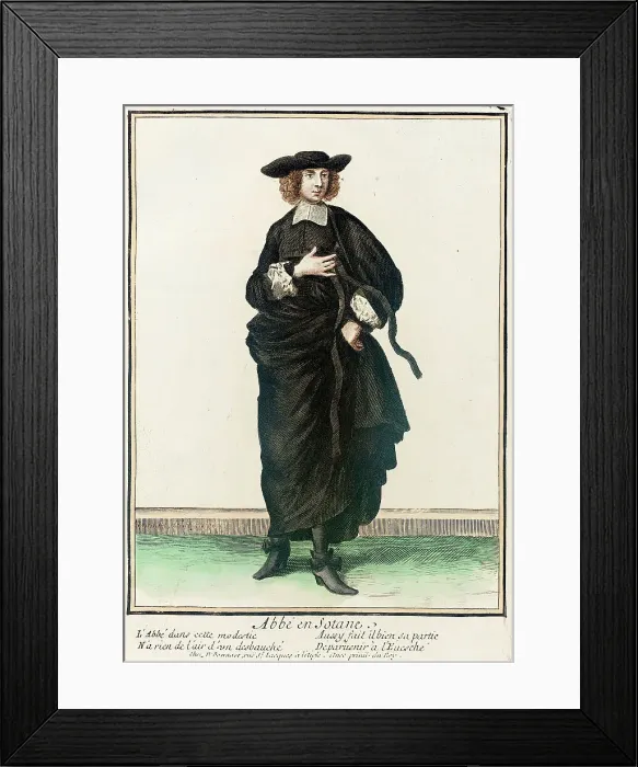 Framed Print : Recueil des modes de la cour de France, Abbé en Sotane, between circa 1678 and circa 1693. Creator: Nicolas Bonnart Framed Print : Recueil des modes de la cour de France, Abbé en Sotane, between circa 1678 and circa 1693. Creator: Nicolas Bonnart