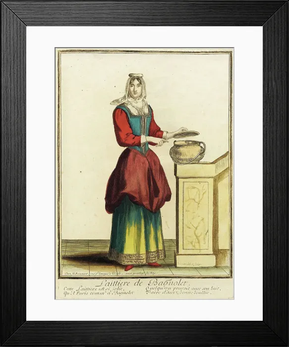 Framed Print : Recueil des modes de la cour de France, Laittiere de Babnolet, Bound 1703-1704. Creator: Nicolas Bonnart Framed Print : Recueil des modes de la cour de France, Laittiere de Babnolet, Bound 1703-1704. Creator: Nicolas Bonnart