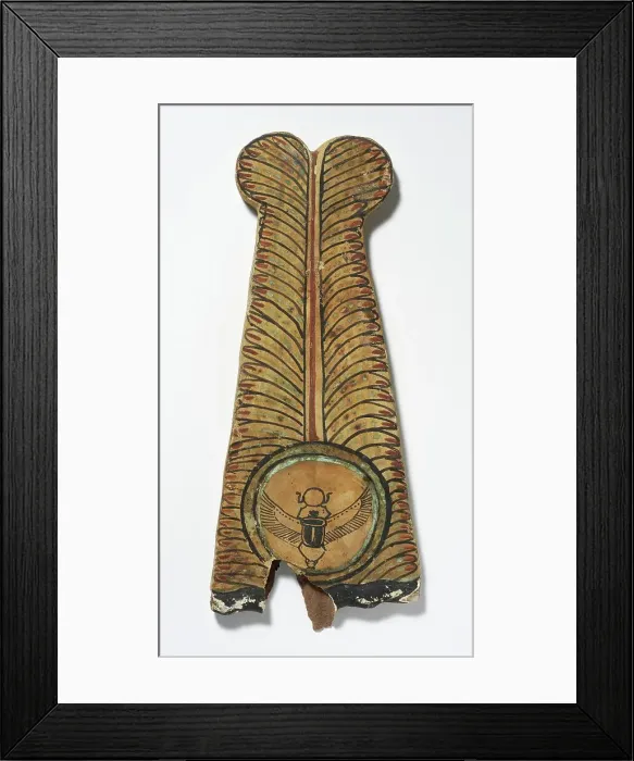 Framed Print : Painted Plume with Sun Disk Containing Winged Kheper Beetle, 24th-30th Dynasty (724-343 BCE). Creator: Unknown Framed Print : Painted Plume with Sun Disk Containing Winged Kheper Beetle, 24th-30th Dynasty (724-343 BCE). Creator: Unknown