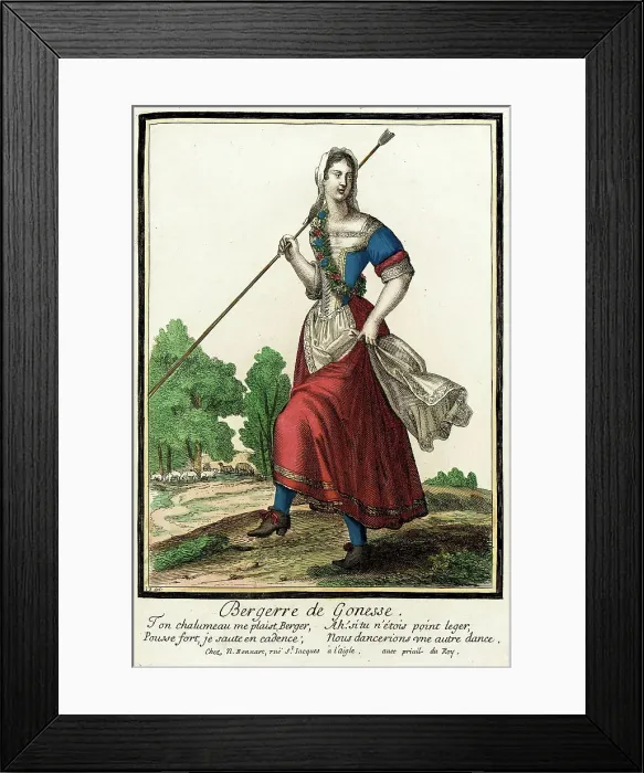 Framed Print : Recueil des modes de la cour de France, Bergerre de Gonesse, between circa 1678 and circa 1693. Creators: Nicolas Bonnart, Jean-Baptiste Bonnart Framed Print : Recueil des modes de la cour de France, Bergerre de Gonesse, between circa 1678 and circa 1693. Creators: Nicolas Bonnart, Jean-Baptiste Bonnart