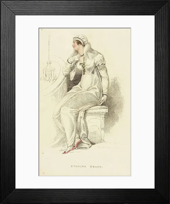Framed Print : Fashion Plate (Evening Dress), 1809. Creator: Rudolph Ackermann Framed Print : Fashion Plate (Evening Dress), 1809. Creator: Rudolph Ackermann