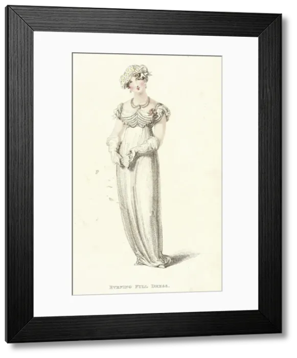 Framed Print : Fashion Plate (Evening Full Dress), 1812. Creator: Rudolph Ackermann Framed Print : Fashion Plate (Evening Full Dress), 1812. Creator: Rudolph Ackermann